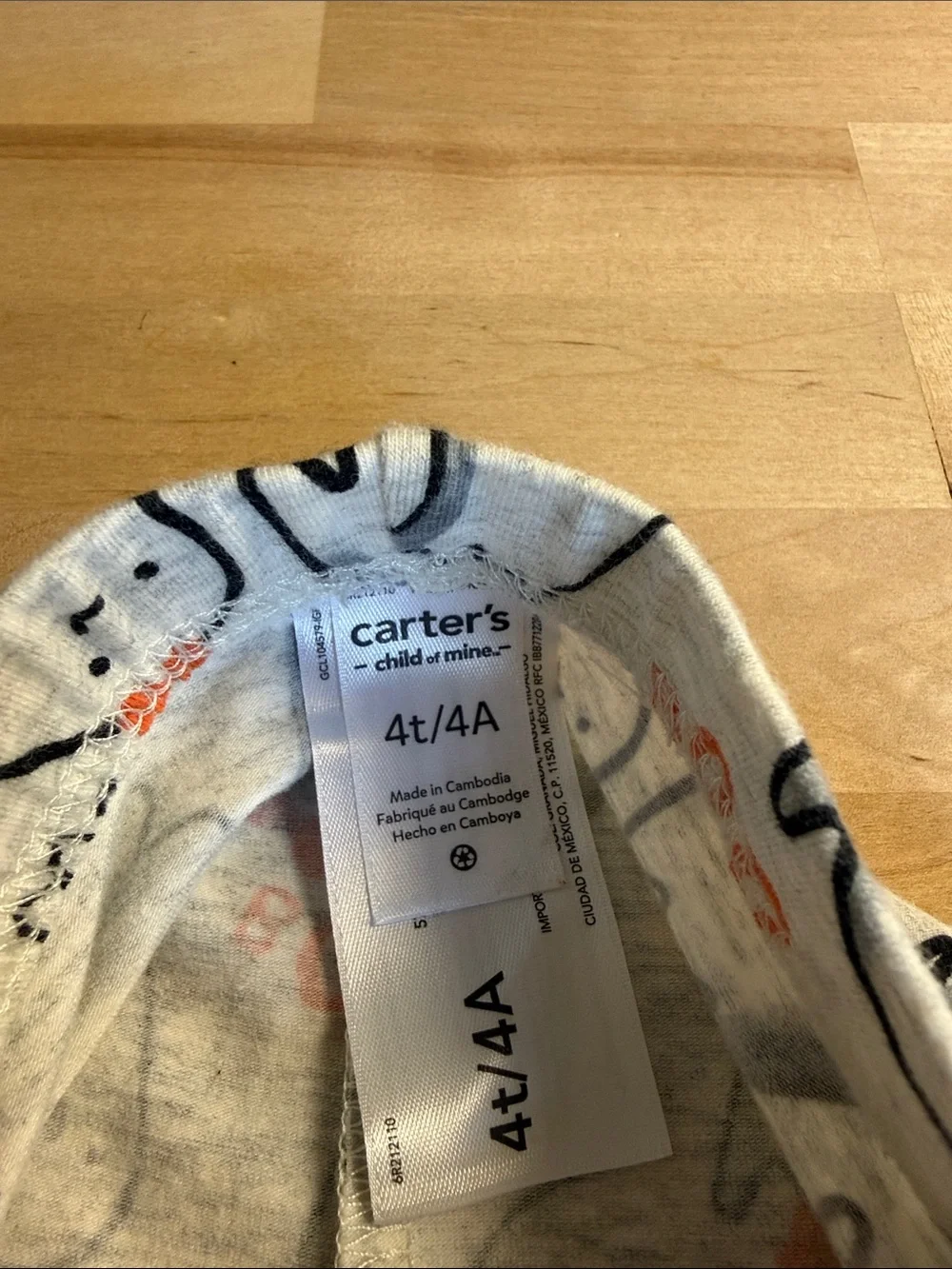 Carter's Gray Ghost Print Pajama Pants with Orange Accents